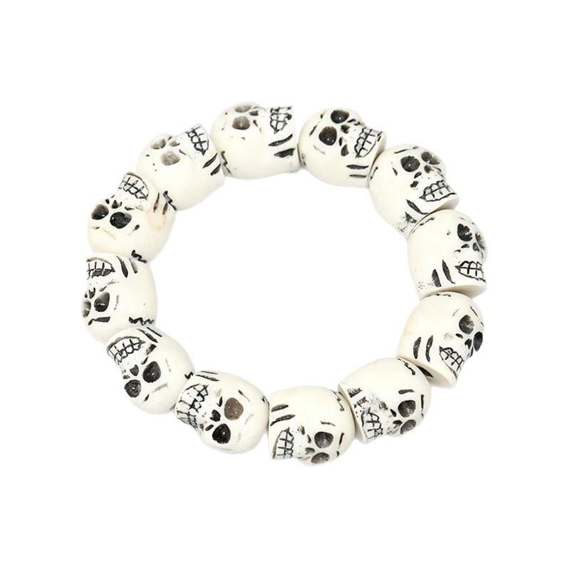 Wind Colored Skull Bracelet Men'S Acrylic Ghost Head Elastic Rope Bracelet Halloween Jewelry