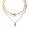 Bohemian Style Multi-Layer Clavicle Chain Necklace with Seed Beads and Shell Pendant for Women