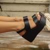 34-43 Plus Size Shoes for Women Summer Fashion Women Platform Wedges Non-slip Peep Toe Black Sandals Casual Women Footwear