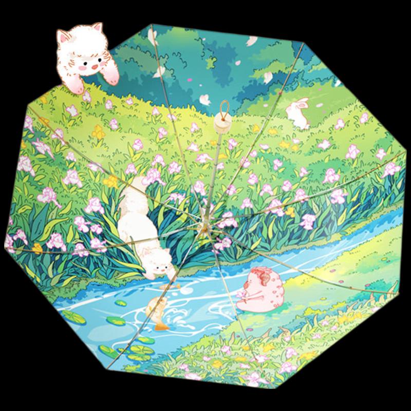 ZUODU Five-Fold Cartoon Sun Umbrella