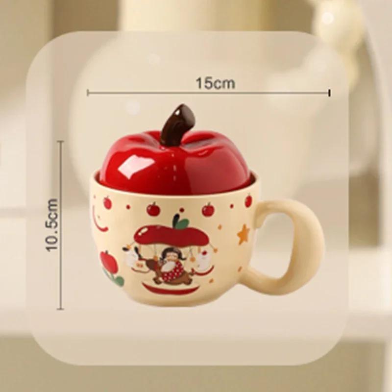 Christmas Creative Apple Mugs Home Breakfast Oat Milk Ceramic Cup Office Afternoon Tea Exquisite Coffee Cups