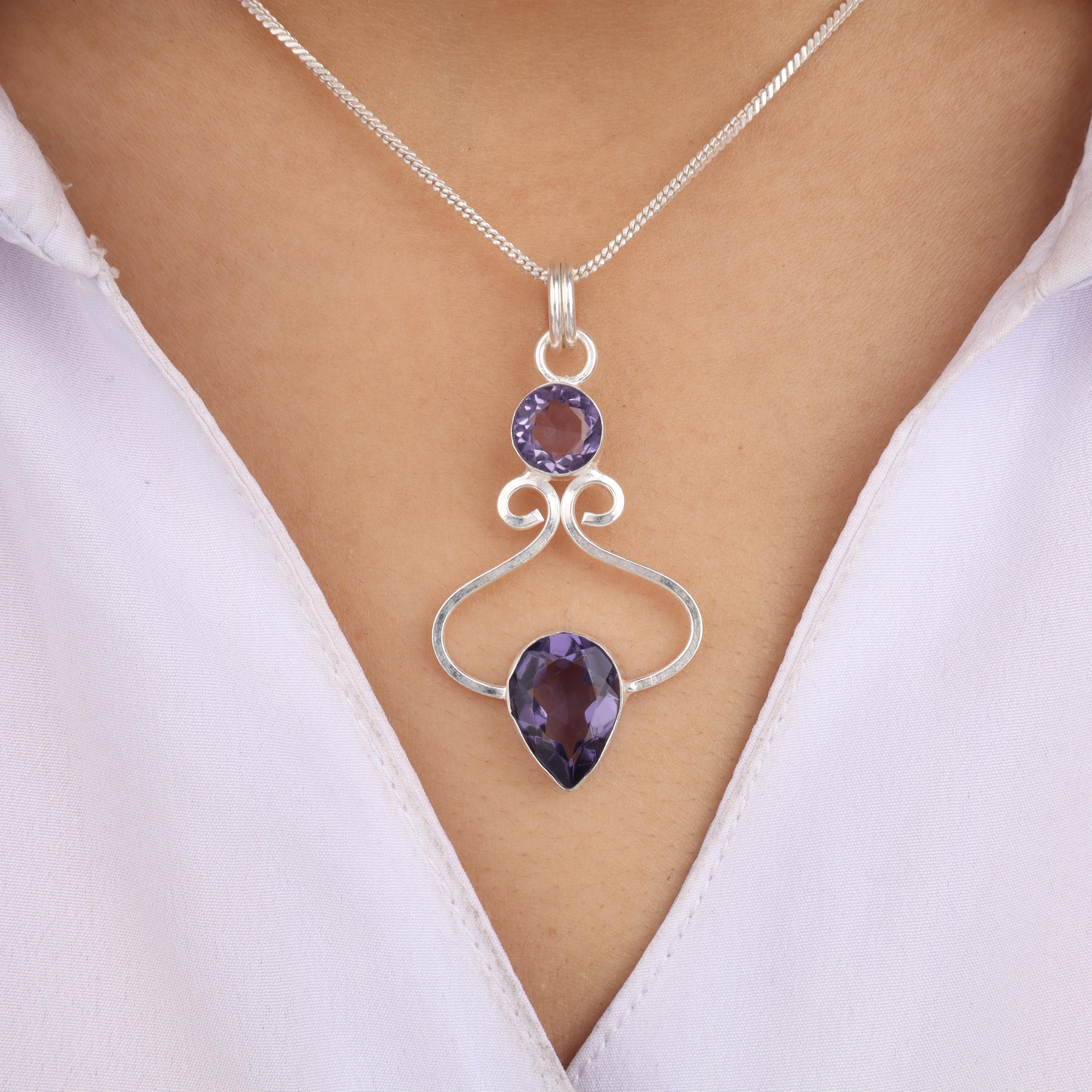 

Iolite Gemstone 925 Sterling Silver Statement Designer Pendant 1.60 For Mother PP-13-2