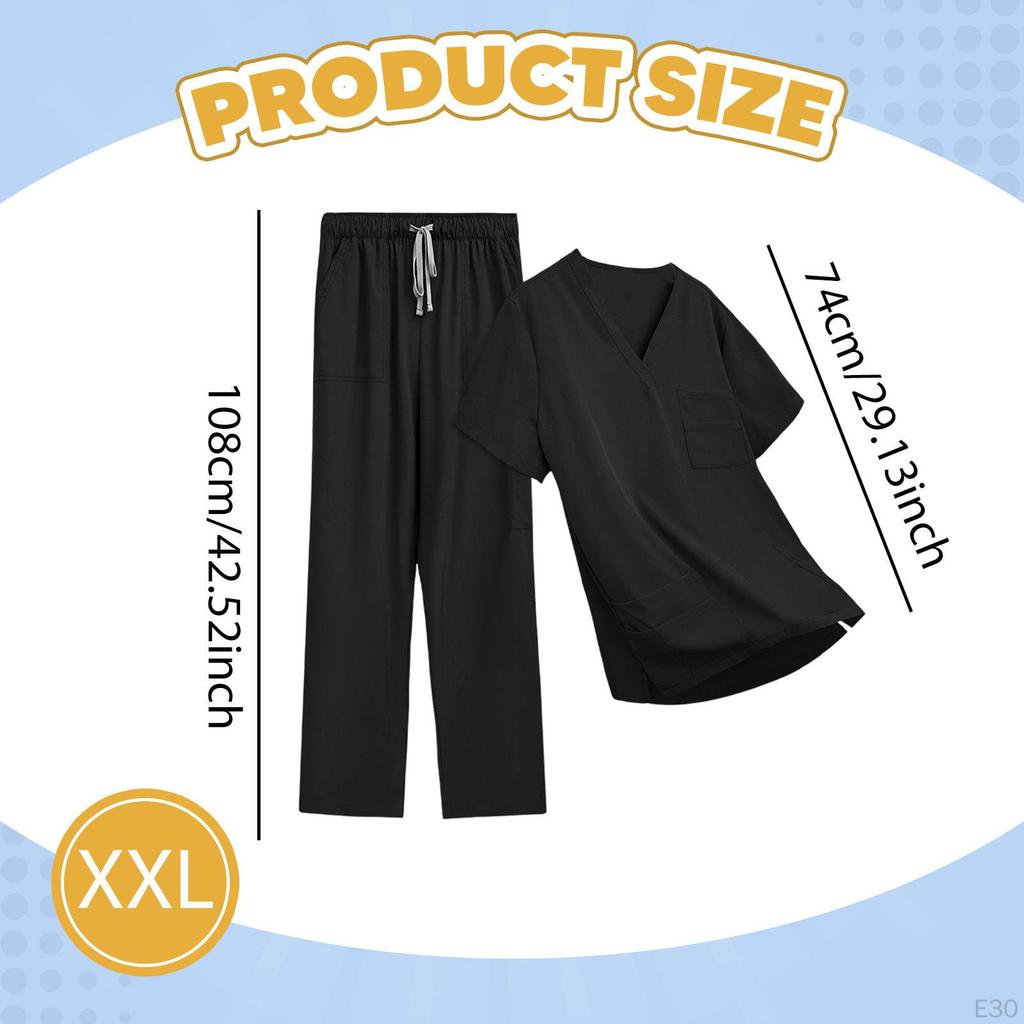 Unisex Scrubs Set Elastic Waist Modern Nurse Uniform for Women Men Beauty Salons