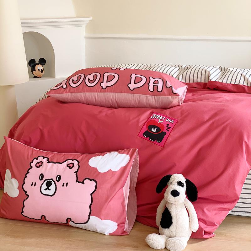 Pure Cotton Pillow Set: Includes Single 48x74cm Pillowcase, Pair of Pillow Inserts, Liner, and Cover.