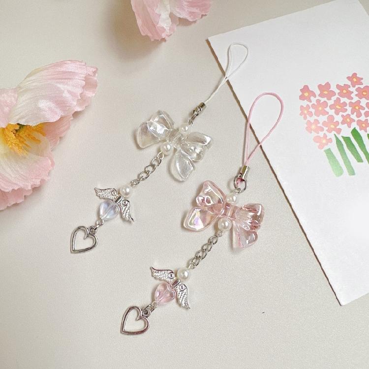 Stylish Heart Phone Charm Fashion Phone Lanyard Unique Bag Accessories Bowknot Phone Jewelry Suitable for Fashion Lover