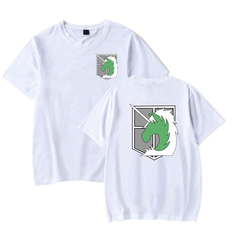 Attack on Giant Japanese Manga T-shirt: Unisex White Tee with Round Neck, Short Sleeves, Large Size for Summer