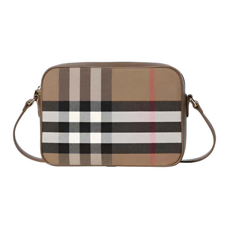 Burberry Classic Check Zip Closure Cotton Shoulder Bag Women Shoulder Bag Brown 81140681
