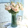 Rose Peony Artificial Flower 3 Heads Plastic for Wedding Office Living Decor