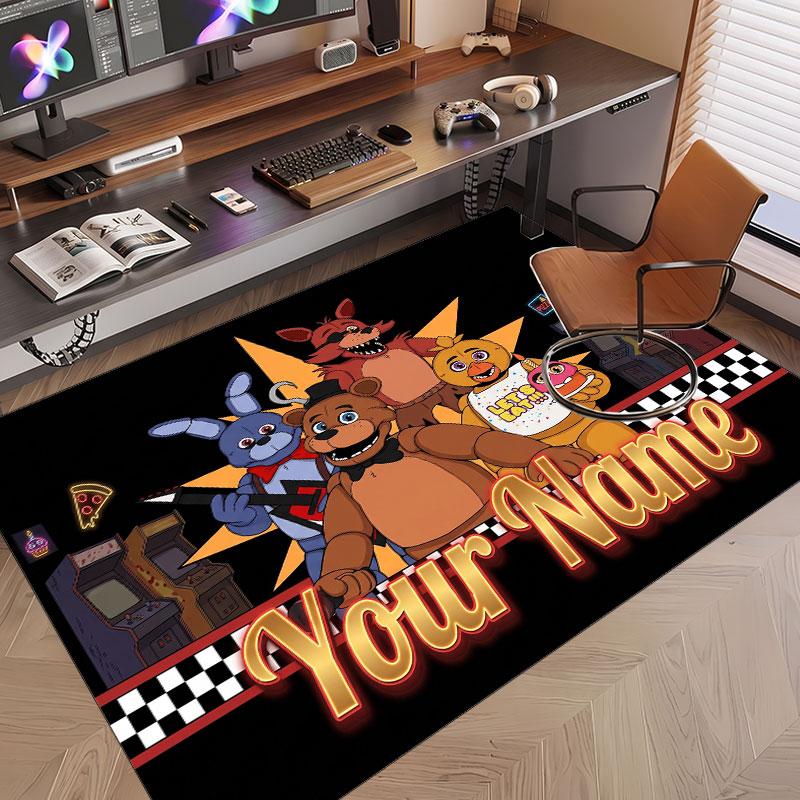 Custom Name Text Crystal Velvet Rug,Five Nights at Freddy’s Soft Plush Decorative Non Slip Floor Carpet