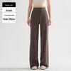 Plus Size Women's Extra Long High Waist Fleece Yoga Pants, Tall Fit, Loose Straight Leg, Casual Wide Leg, Winter Sportswear.
