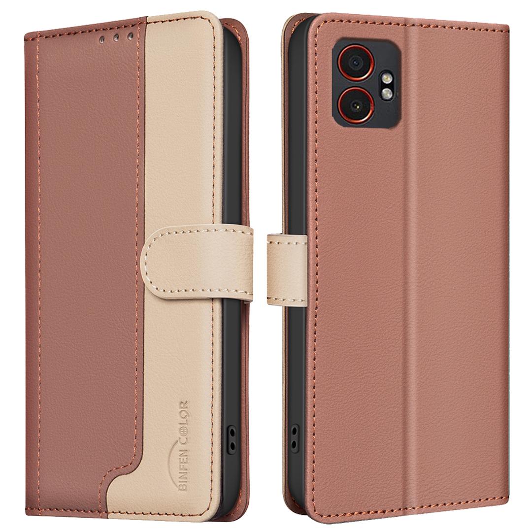 

BINFEN COLOR BF33 For Samsung Galaxy XCover7 Pro Leather Case Splicing Color RFID Blocking Wallet Stand Phone Cover C