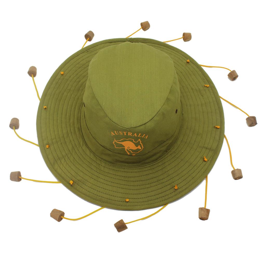 Sombrero de pesca al aire libre unisex con cordón de verano para fiestas Sombrilla Gorra ancha para el sol Sombrero para el sol con corcho