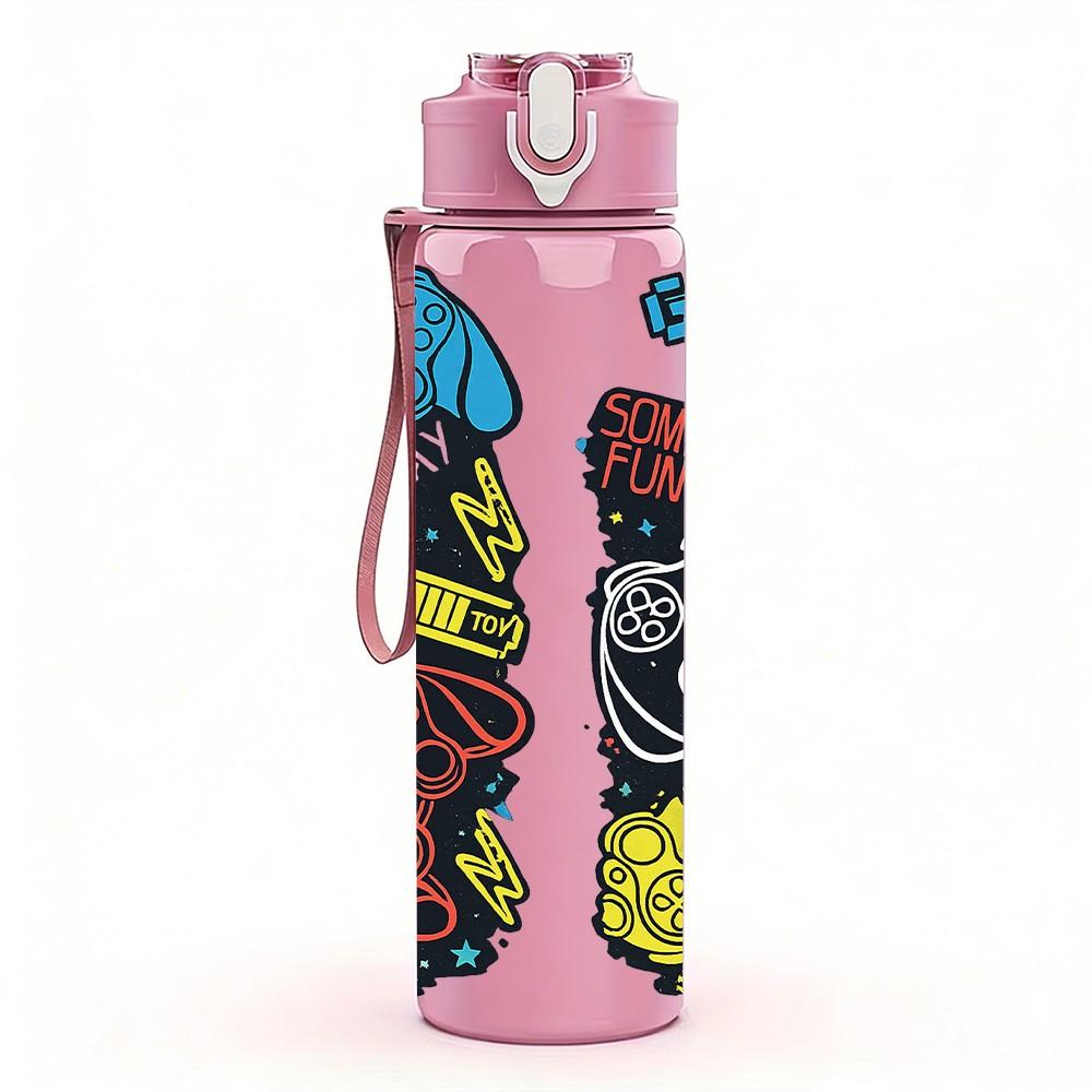 1PC Graffiti Skull Street Art Print 750ml Color Plastic Sports Water Bottle Leakproof Flip Straw Lid Suitable for Sports Office Home Use