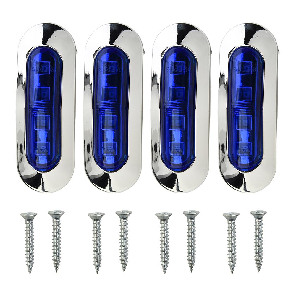 4Pcs Boat Transom Light 12-24V Universal Waterproof Marine Boat Underwater Pontoon Transom Lamp 4 LED Blue Courtesy Lights Kit 3