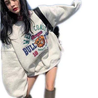 Nuovo Stile Autunno-Inverno Giacca in Pile Spessa e Calda Stile Lettere, Felpa Larga con Stampa Cartoon