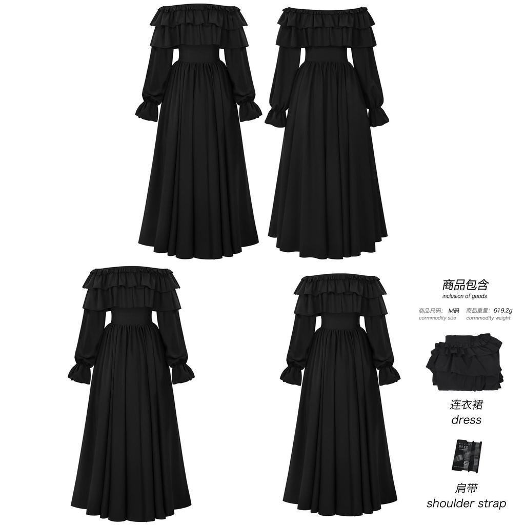 Gothic Halloween Dress For Women With Lace Corset And Ruffled Sleeves For Themed Parties