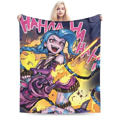 Arcane Vi Jinx Plüschdecken Studenten Flanell Überwurfdecke für Couch Sessel Sofa Bett Super Warme Tagesdecke Geburtstagsgeschenk
