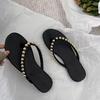 2025 summer new fashion Korean version of flat-bottomed flip-flops women's outer wear pinch slippers soft-soled non-slip beach shoes tide