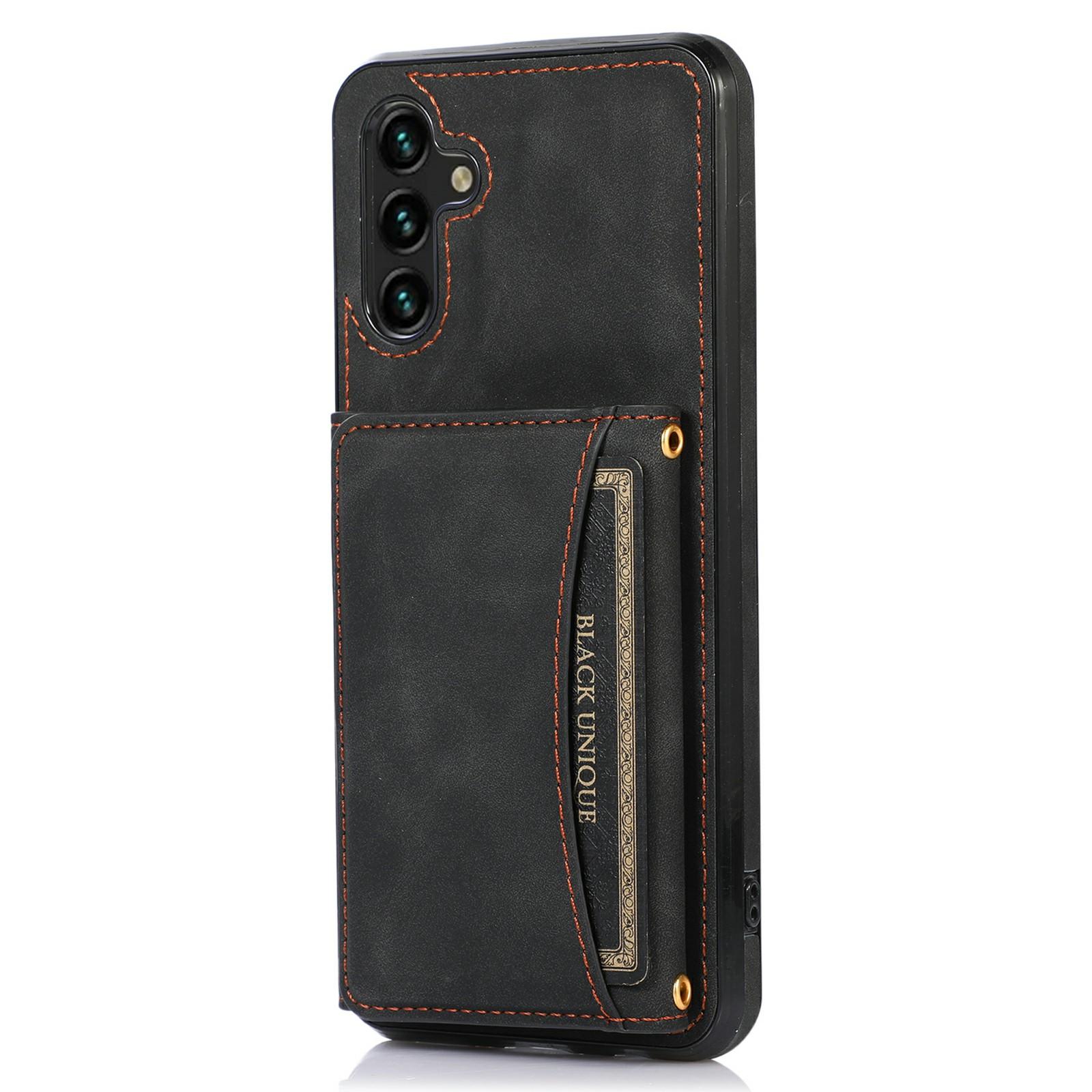 

Чехол для телефона Samsung Galaxy A36 5G, трехскладной кошелек-подставка, задняя крышка из ПУ кожи+ТПУ Black