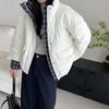 Premium stand-up collar short down jacket women's white duck down winter retro plaid splicing thickened bread jacket