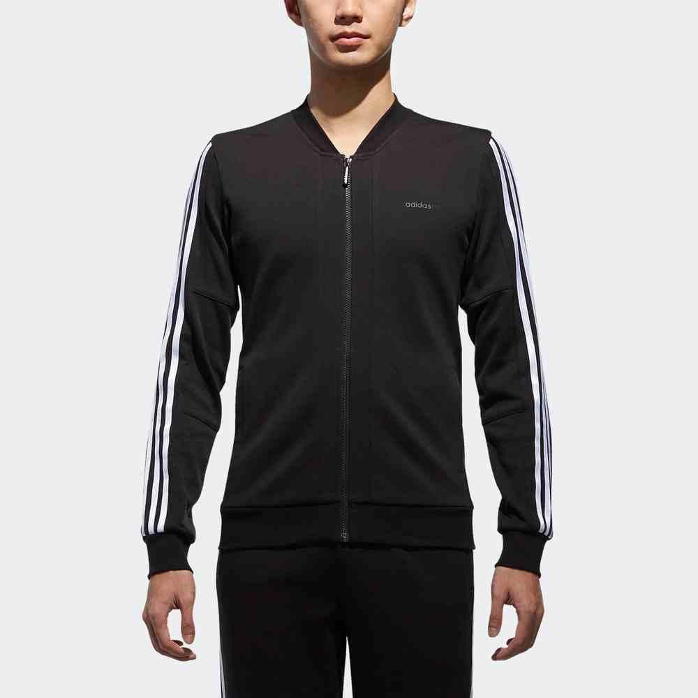 Adidas Neo Striped Casual Zip-Up Long Sleeve Jacket Men Jackets Black CV9045
