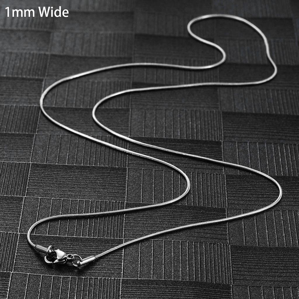 Classic Round Snake Bone Chain Stainless Steel Rolo Necklace for Women and Men Silver and Gold Color Plated Choker Metal Jewelry