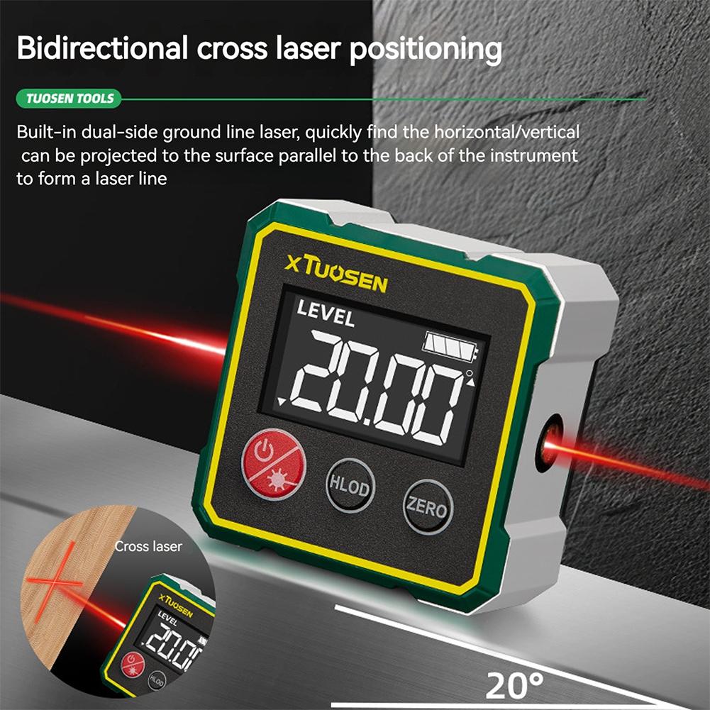 Magnetic Digital Angle Finder with LCD Backlight Electronic Laser Gauge Ruler 360 Degree Level Protractor Inclinometer Level Box