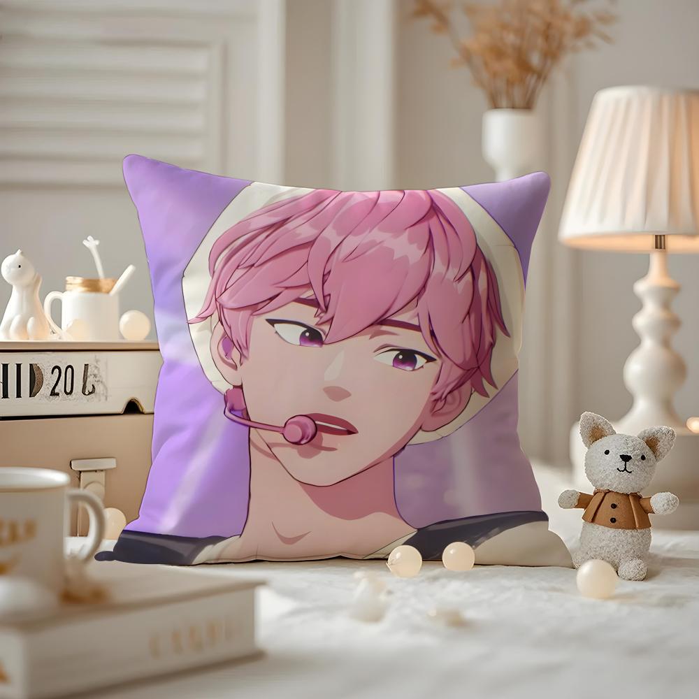 Kpop PPLAVE Bamby Cushion Cover Antidustmite Pillowcase Invisible zipper silky short plush Sofa cushion cover