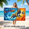 Dog Theme Soft Beach Towel Personalized Custom Name Text Towel Portable for Beach Pool Travel