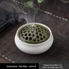 Jingdezhen Celadon Ceramic Three-Legged Small Incense Burner with Ice Crack Glaze and Anti-Scald Lid.
