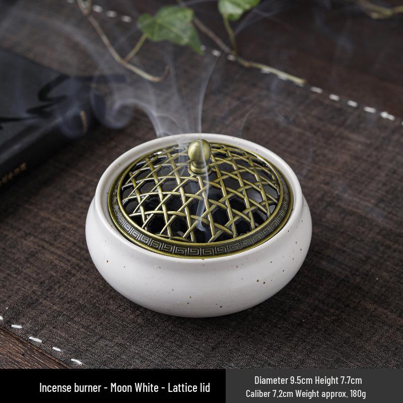 Jingdezhen Celadon Ceramic Three-Legged Small Incense Burner with Ice Crack Glaze and Anti-Scald Lid.