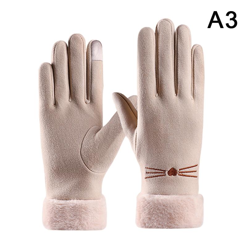 

1 пара милых женских перчаток теплые осенне-зимние велосипедные перчатки для спорта на открытом воздухе ветрозащитные вышитые перчатки для альпинизма