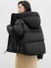 Women's Fashionable Winter 2026 Short White Hooded Duck Down Puffer Jacket