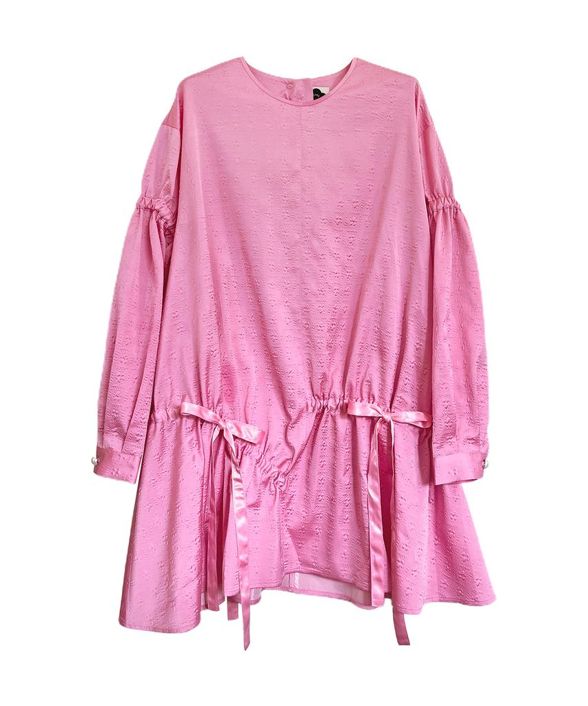 Nofficial Noffice Silky Ribbon String Dress Pink