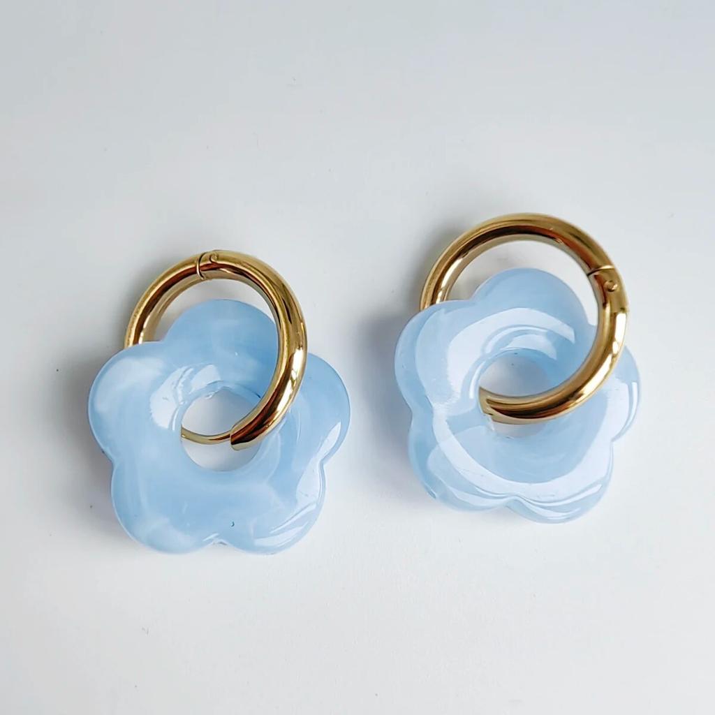 Colorful Flower Acrylic Titanium Steel Earrings