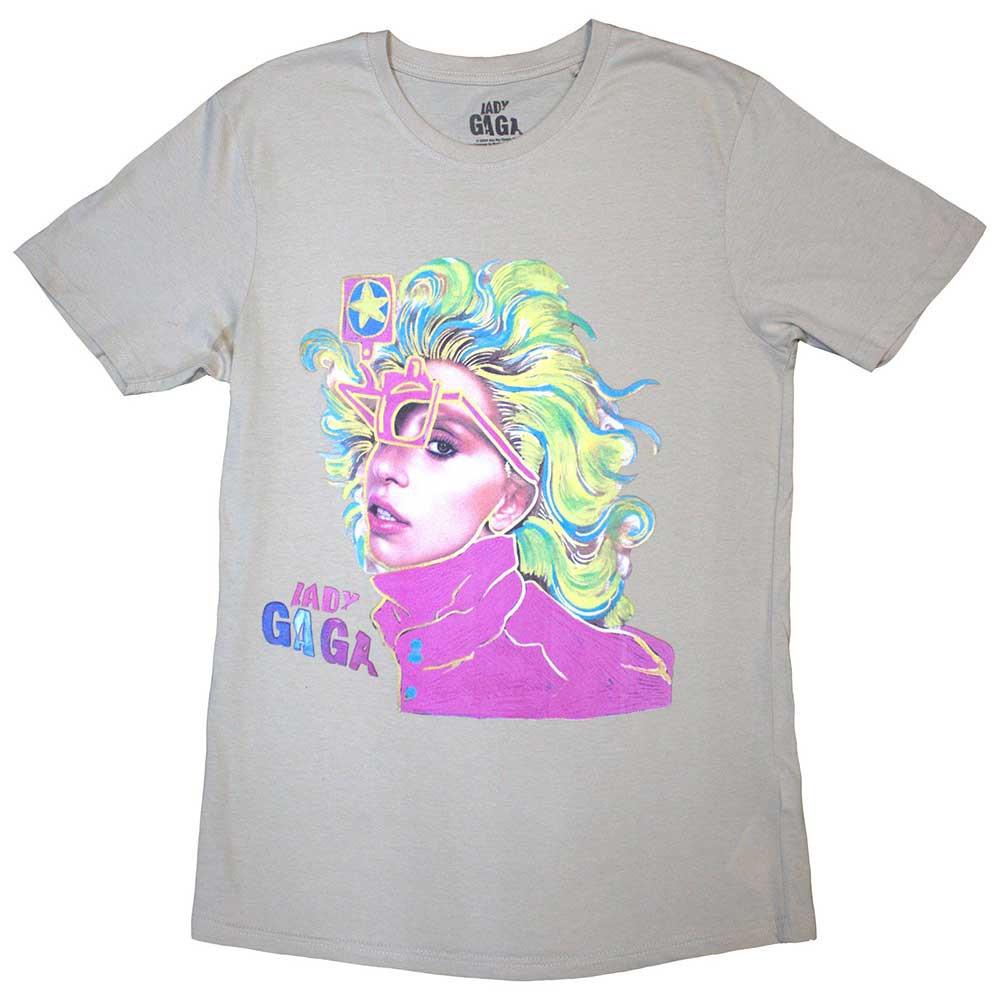 New Lady Gaga T-Shirt: Colour Sketch OFFICIAL natural M