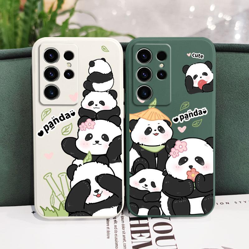 Panda House Phone Case For Samsung Galaxy S24 S23 S22 S21 S20 S10 S10E Ultra Plus FE Note 20 Ultra 10 Plus Cover