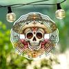 Kaijit - 1pc No Battery Required Cinco De Mayo Skull with Hat Mandala Wind Powered Rotating Wind Chime - Dynamic 2D Hanging Garden Art