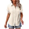 Womens Button Down Shirts Short Sleeve Casual Collared Shirt Loose Blouses Color Tops With Pocket