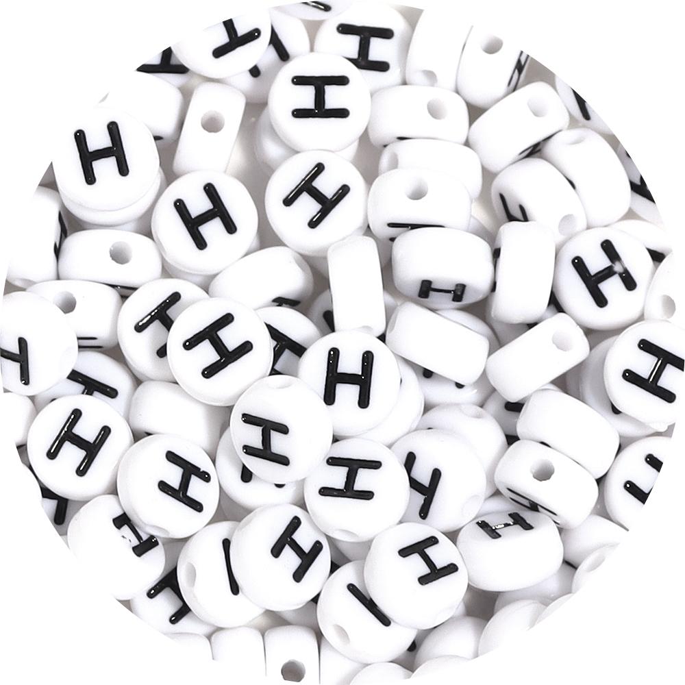100Pcs 7mm Black White Acrylic Alphabet Beads Flat Round Loose Spacer Letter Beads For DIY Craft Bracelet Supplies Wholesale