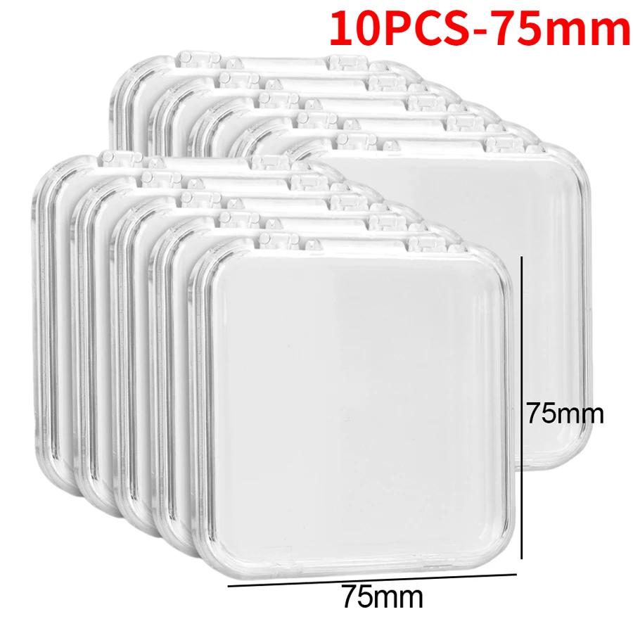 

10PCS Transparent Acrylic Storage Box Portable Square Nail Container Jewelry Earring Rings Bracelet Badge Nail Packaging Case