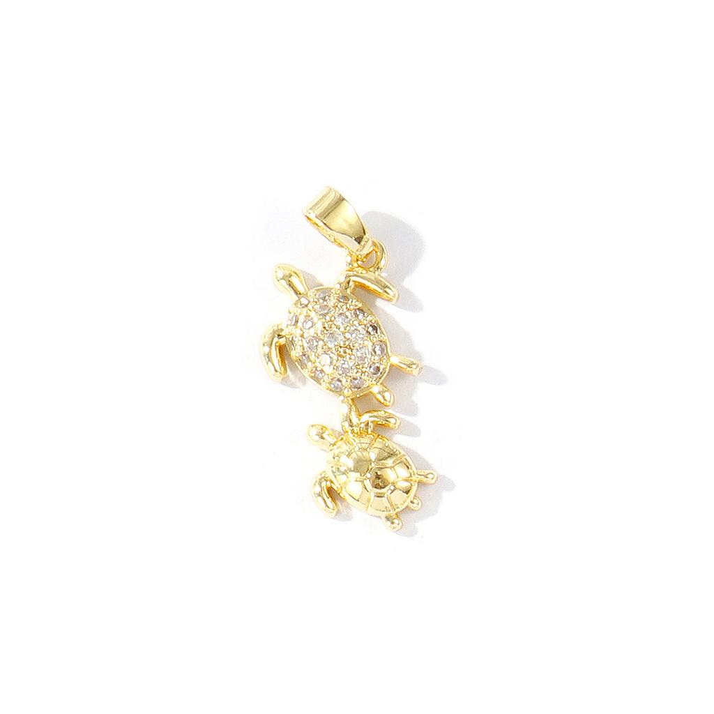 2 Pcs Cubic Zirconia Ocean Charms Turtle Lobster Crab Sun Gold Plated Enamel Micro Pave Brass Pendants For DIY Necklace Making