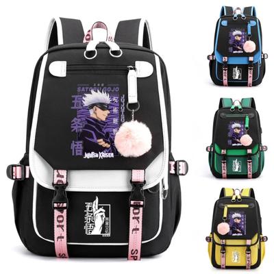 Popularne Anime Satoru Gojo Wzór Harajuku Plecak Moda Nastolatków Outdoorowy Plecak na Zamek Błyskawiczny USB Plecaki o Dużej Pojemności
