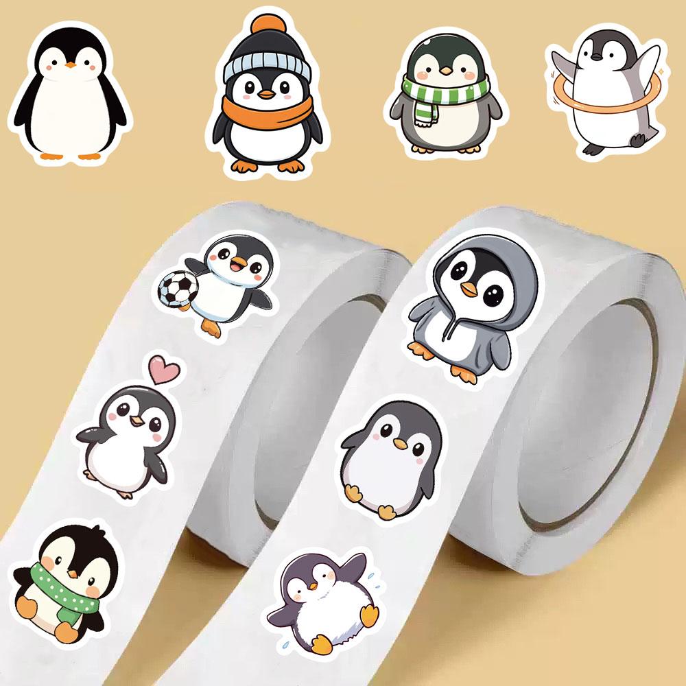 

500PCS Penguin Roll Stickers Aesthetic Coffee Cartoon Waterproof Phone Loptop Luggage Refrigerator Skateboard Graffiti Sticker