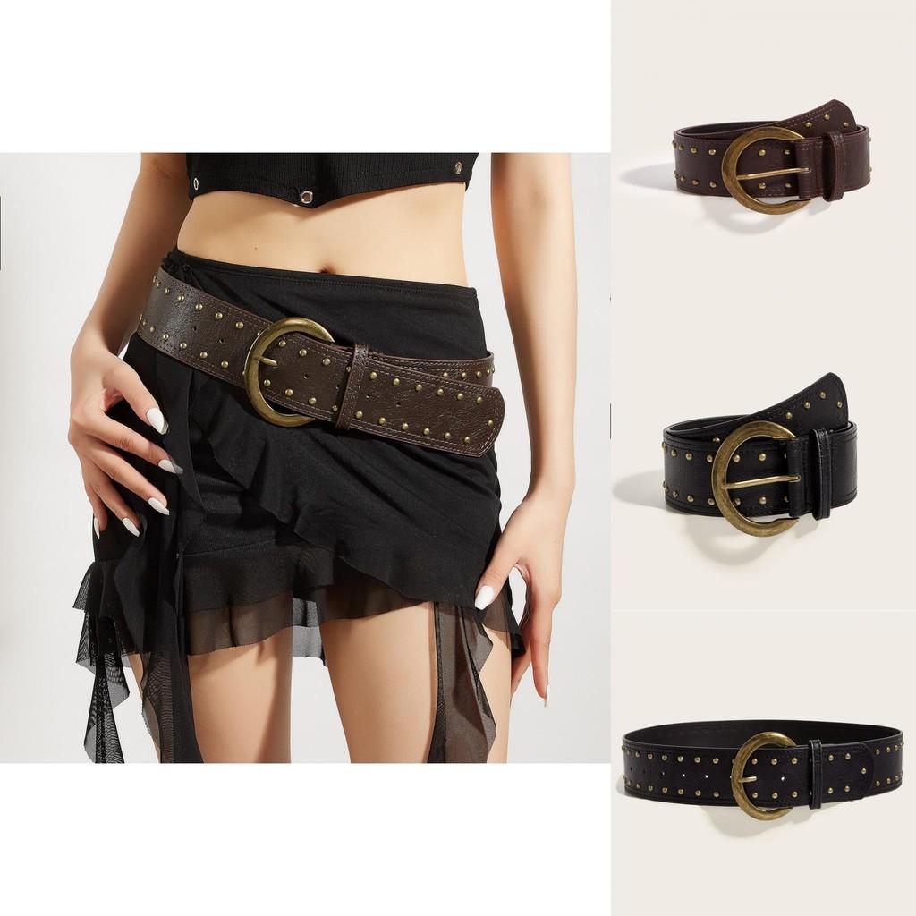 Punk Rock Chain Buckle Belt With Faux Leather Material For Trendy Streetwear