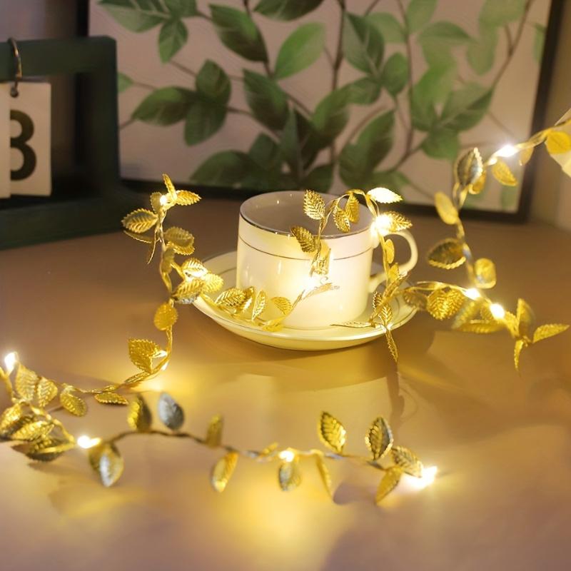 1buc 2m/78.7in 20led Simulare Frunze de aur Decorație șir lumini, petrecere de aniversare Ramadan Festivalul de Crăciun decorare șir lumini