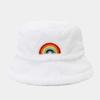 Autumn and Winter Bucket Hat Trendy European and American New Rainbow Embroidery Thickened Warm Hat Women's Outdoor Versatile Sun Hat