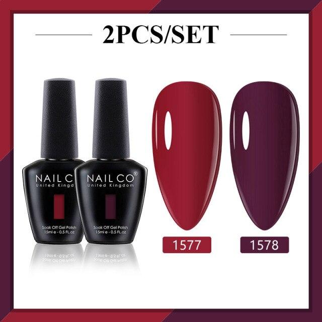 NAILCO 2 цвета, 15 мл, набор гель-лаков для ногтей Vernis, полуперманентный УФ-светодиодный гель для дизайна ногтей, принадлежности для профессионалов, отмачиваемый верхний слой