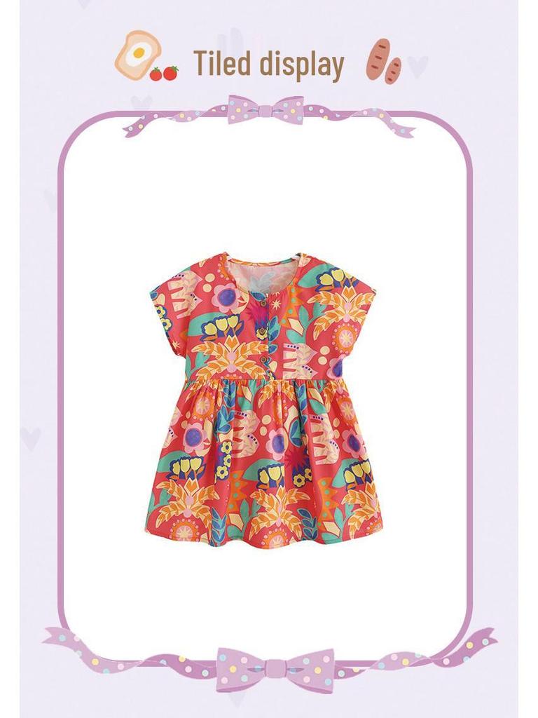 Girls' Cartoon Princess Dress - Cotton Short Sleeve Summer Fashion