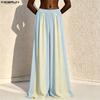 Men Elastic Waist Front Striped Stitching Casual Loose Long Pants Trousers
